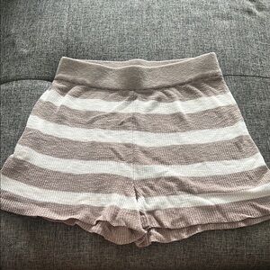 Free People Striped Tan and Cream Shorts